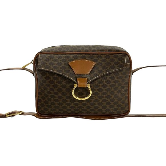 CELINE Vintage Brown Leather Shoulder Bag - Picture 1 of 9